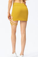 Ribbed Lace-Up Pocketed Sports Skirt