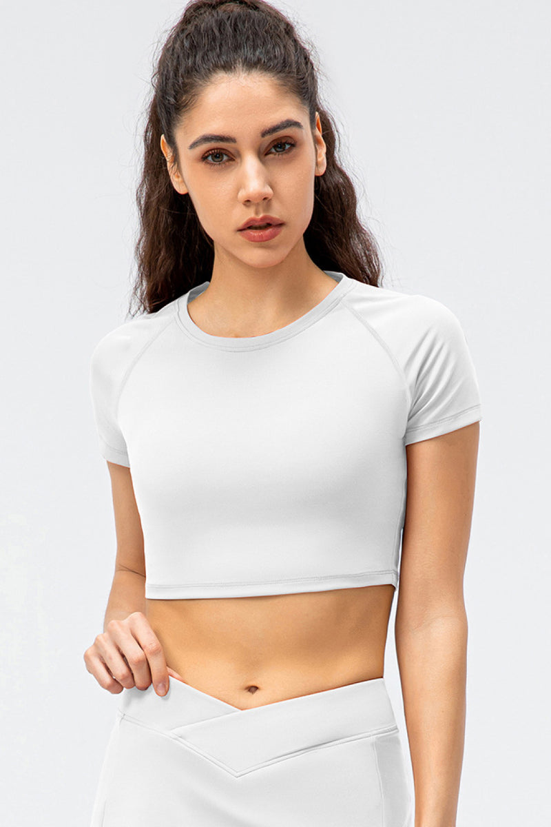 Cropped Raglan Sleeve Yoga Top