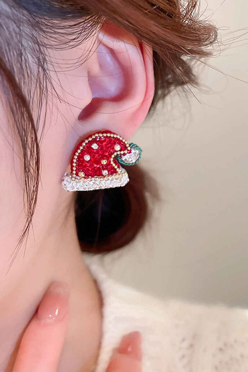 Rhinestone Christmas Hat Earrings