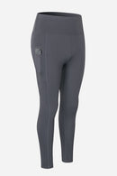 Elastic Waistband Yoga Leggings with Hidden Pocket