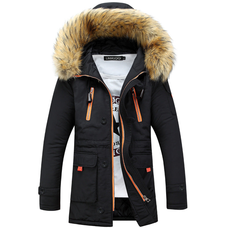 Men's Cotton-padded Jacket With Fur Collar