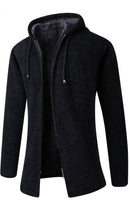 Pure Color Plus Velvet Fashion Hooded Knitted Sweater Coat