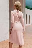 Round Neck Button Detail Dress