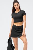 Crisscross Waist Side Slit Athletic Skort