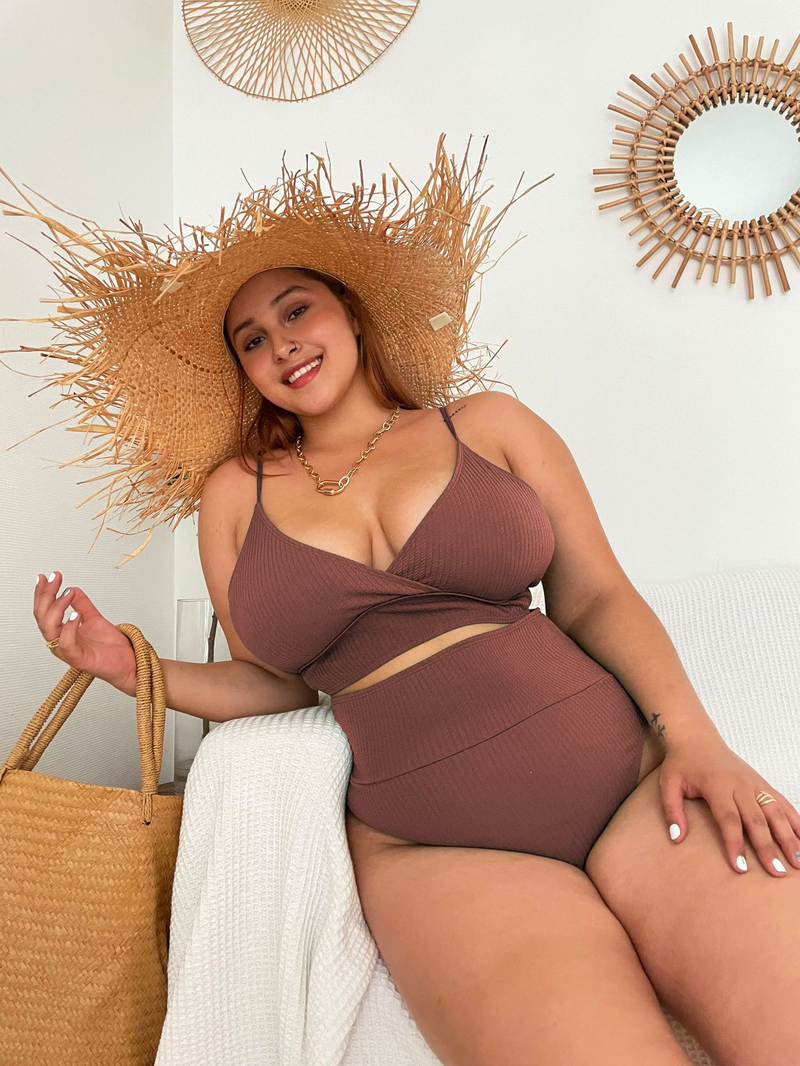Women's Sexy Plus Size Solid Color Bikini Set