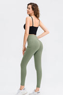 Elastic Waistband Yoga Leggings with Hidden Pocket