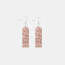 Heart Pattern Wooden Dangle Earrings