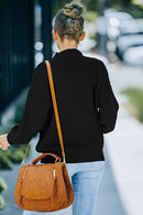 Mock Neck Waffle Knit Sweater