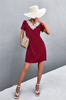 Two-Tone Lace Trim Spliced Dress