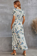 Floral Split Short Sleeve Maxi Dress