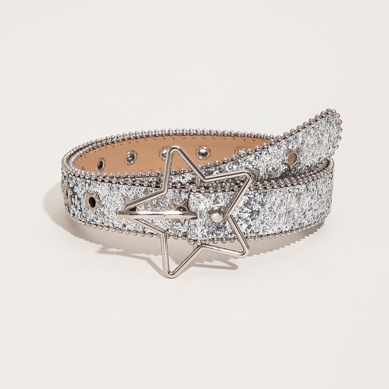 PU Leather Star Shape Buckle Belt