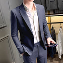 Two-Piece All-Match Solid Color British Style Suit