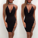 Women Halter Style Summer Loose Dress V Neck