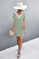 Two-Tone Lace Trim Spliced Dress