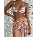 Women's Sexy Print Lace-Up Three-Piece Bikini Set