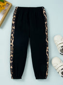 Girls Color Block Printed Cold-Shoulder Tee and Joggers Set