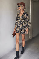 Floral Flare Sleeve Tie-Waist Dress