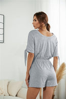 Knotted Cuff Dolman Sleeve Romper