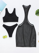 Women's Black three-piece bikini Set