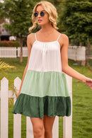 Color Block Ruffle Hem Tiered Dress