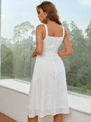 Eyelet Sleeveless Square Neck Dress