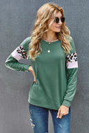 Long Sleeve Leopard Stripes Blouse