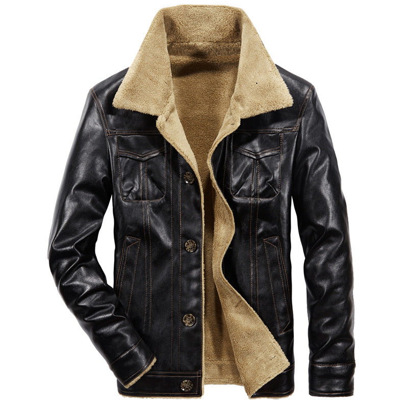 Plush thick leather jacket