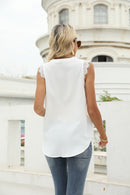Eyelash Trim Spliced Lace Sleeveless Top