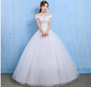 Wedding dress 2021 new bride married Korean style Qi thin one word shoulder wedding tail shoulder spring and summer models