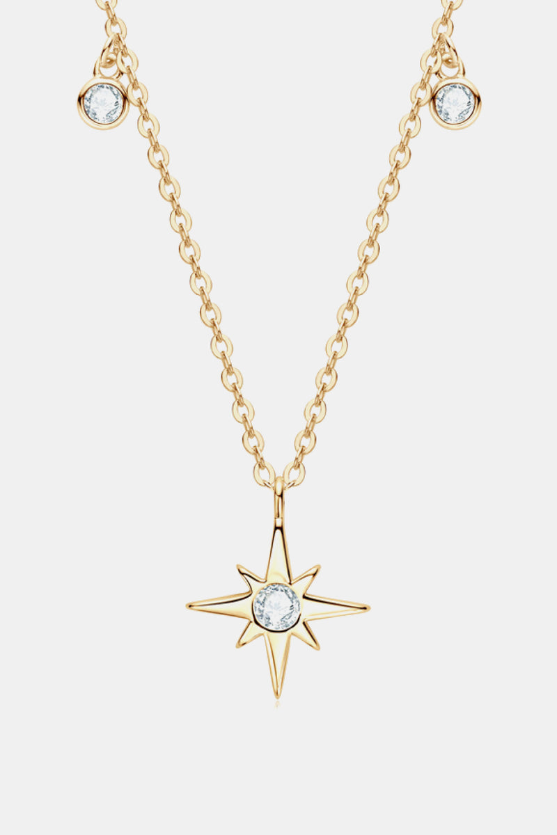 Moissanite North Star Pendant 925 Sterling Silver Necklace