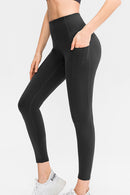 High Waist Ankle-Length Sports Leggings with Pockets