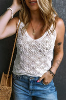 Openwork V-Neck Wide Strap Tank
