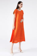 Polka Dot Accordion Pleated Midi Dress