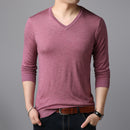 Long-sleeved Solid Color Casual Young Men's Bottoming Shirt