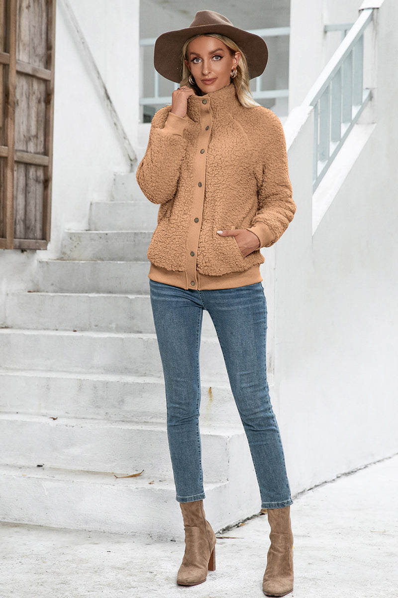 Snap Button Down Teddy Jacket