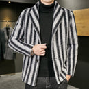 Gold Mink Woolen Coat Men's New Stand-up Collar Windbreaker