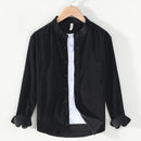 Mens Corduroy Long Sleeve Stand Collar Shirt