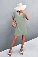 Two-Tone Lace Trim Spliced Dress