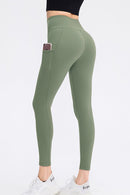 Elastic Waistband Yoga Leggings with Hidden Pocket