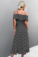 Ditsy Floral Cold Shoulder Tulip Hem Dress