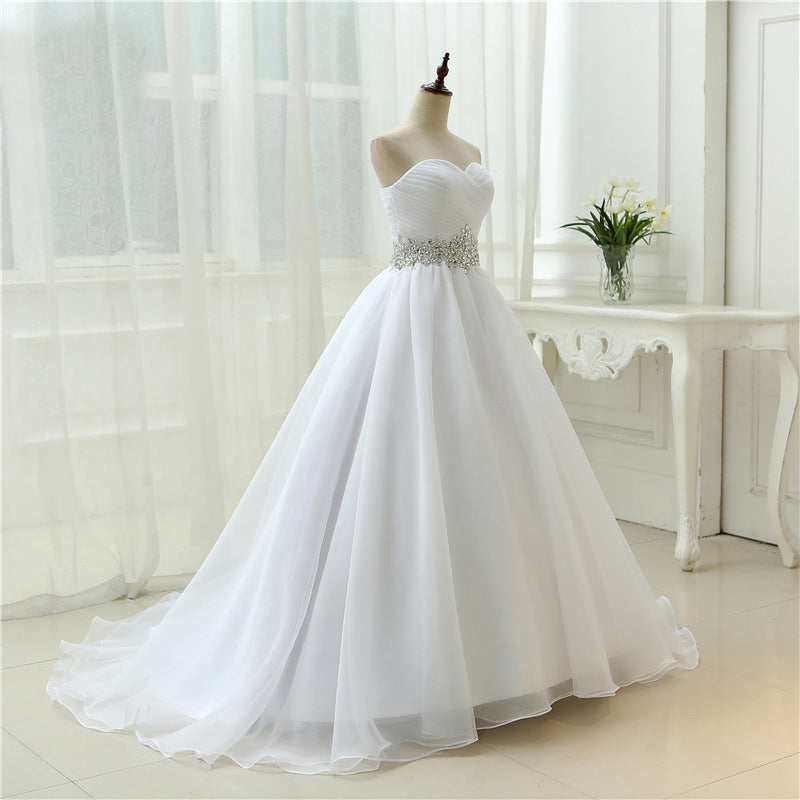 Tube Top Wedding Dress Long Tail Wedding Dress Ivory White Light Wedding Dress