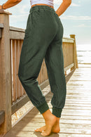 Elastic Waist Cropped Jogger Pants with Pockets