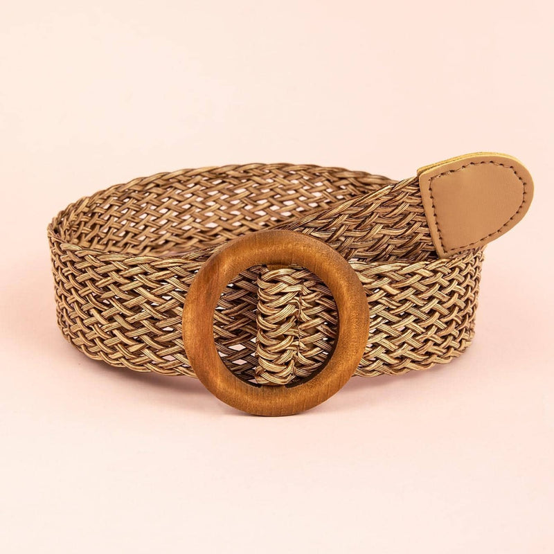 Round Buckle Woven Belt