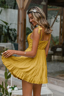 Tie Shoulder Tiered Sweetheart Neck Dress