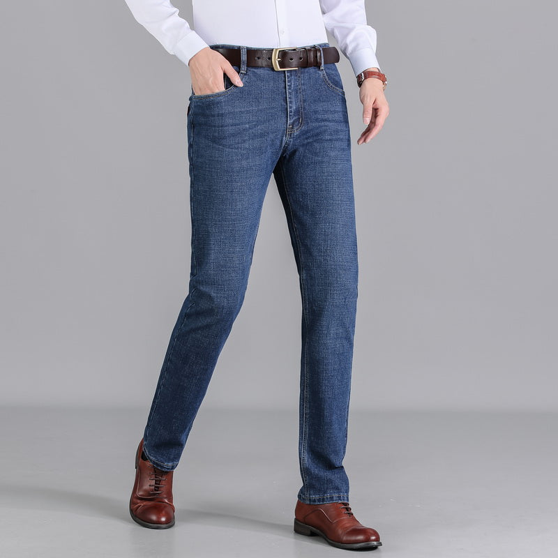 Fall Straight Business Loose Middle-Aged Stretch Casual Jeans