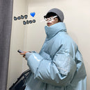 Large shiny leather parka men