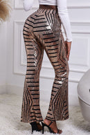 Sequin Striped High Waist Bootcut Pants