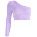 Women Asymmetrical T Shirt Purple Long Sleeve Crop Top