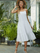 Dotted Ruffle Hem Spaghetti Strap Dress