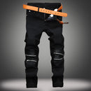 Men's Stretch Casual Pants With Black Zipper Decoration